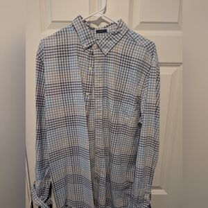 Button-Down Gingham Shirt - Light Blue and White
